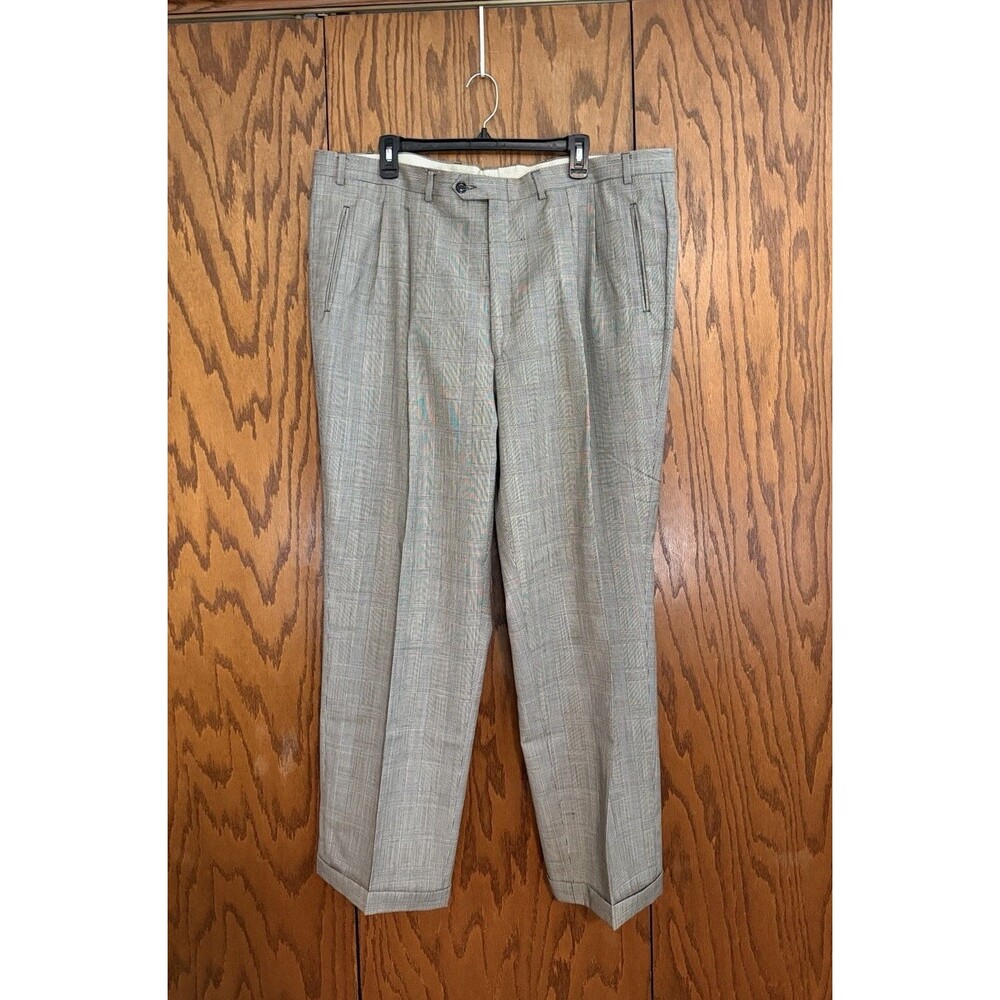Vintage Yves Saint Laurent YSL 100% Wool Plaid Trousers Made in Canada